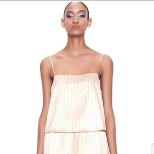 Zara Satin Stripe Crop Top Medium